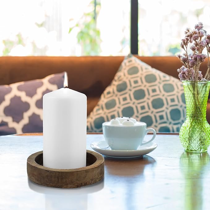 Stonebriar 3 Pack Tall 3 x 6 Inch 65 Hour Long Burning Unscented White Wax Pillar Candles