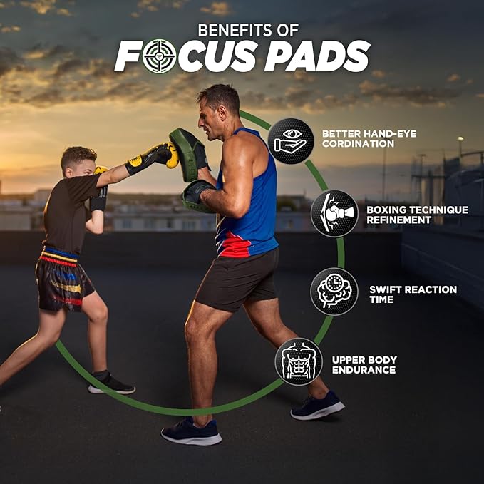 WYOX Curved Focus Mitts for Boxing & MMA | Durable PU Leather Punching Pads with Adjustable Strap | Ideal for Muay Thai, Kickboxing, Martial Arts Training – Hand Target Strike Shield for Men & Women