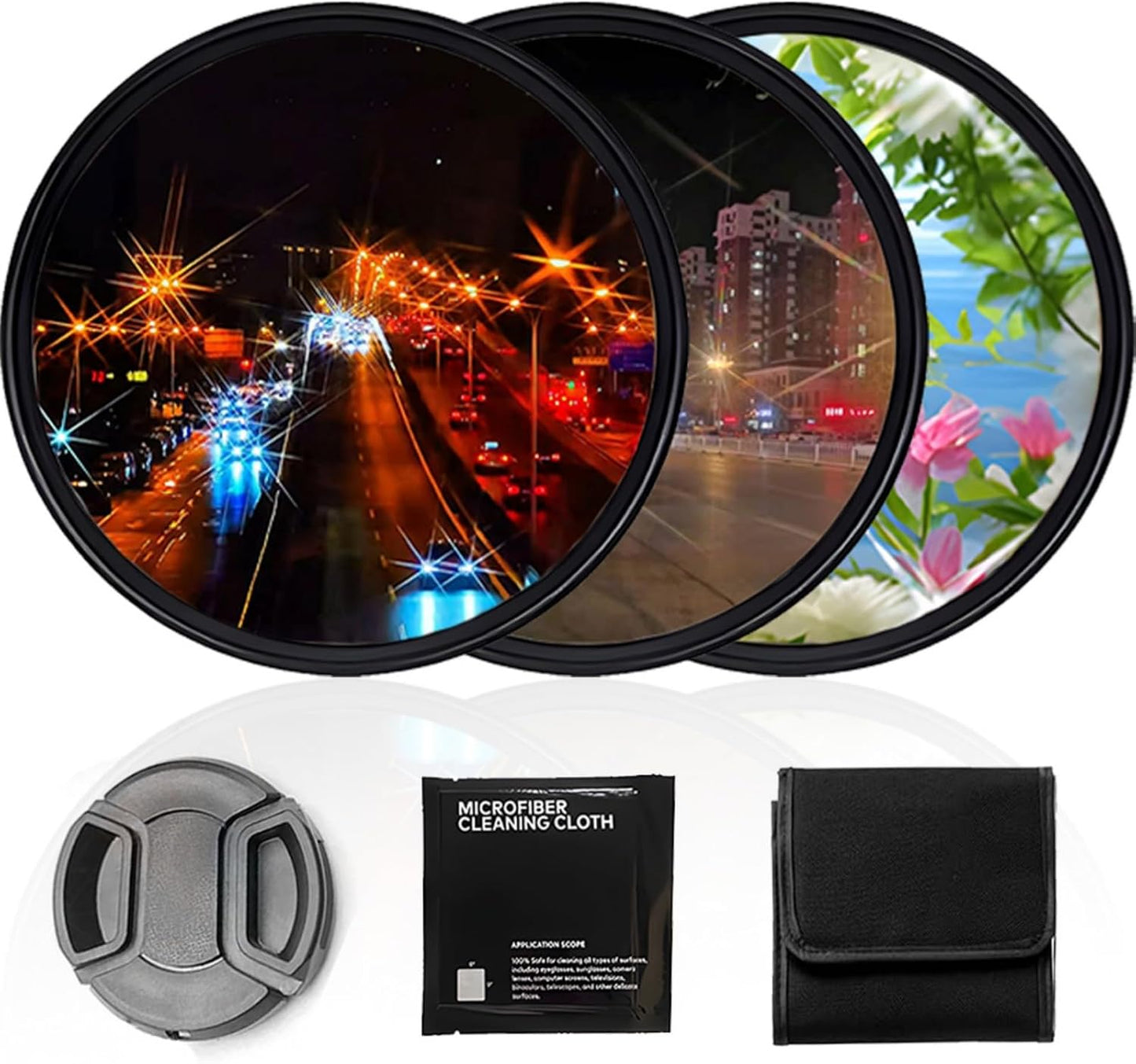 YOFOTIXAUU 37mm (3pcs) 4 6 8 Set, (37mm) Star Filters Kit Points Cross Screen Starburst Filters Lens Cap & Cleaning