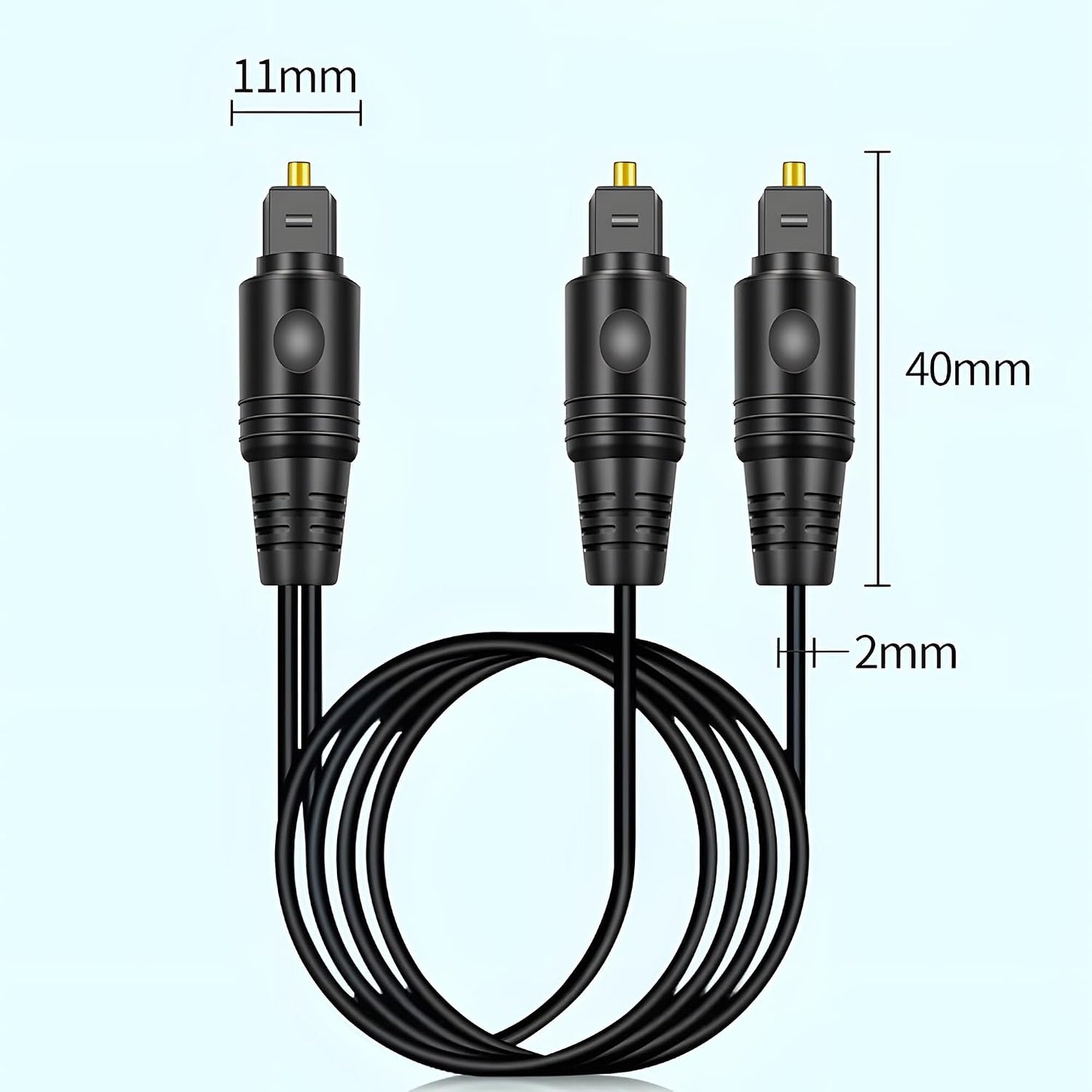 1 2 Cable,1 2 1M MAYWILLA in Out Toslink Digital Optical Splitter Adapter Male Input Male Output Digital Fiber Optic