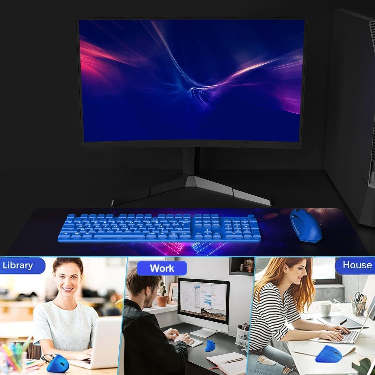 BeWishes 2.4GHz 3 800/1200/1600 Ergonomic Mouse Wireless, Rechargeable Mouse Silent for Carpal Tunnel Right Hand, USB