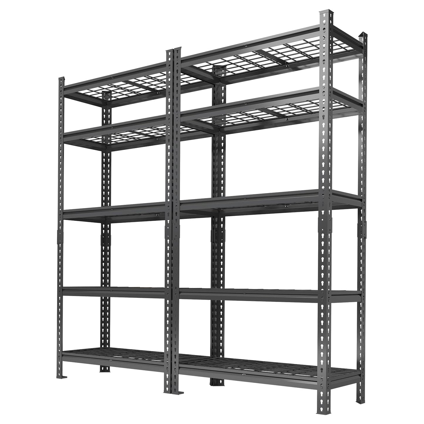 2 Pack Adjustable Garage Storage Rack, 2200 LBS Heavy Duty Garage Shelving, 5 Tier Metal Utility Shelf, Industrial Shelving for Garages, Kitchen, Pantry, Warehouse, Basement, 36" w × 16" d × 72" h