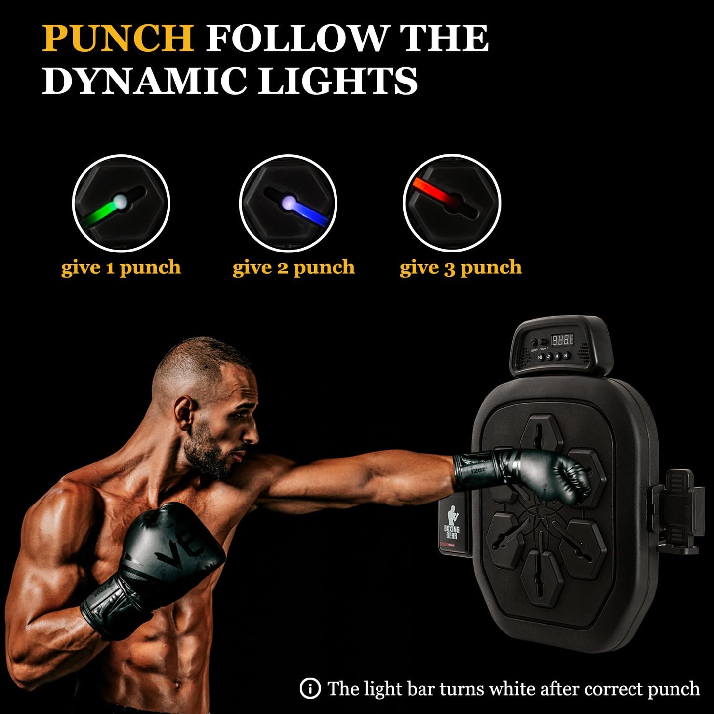 Haigang Smart Music Boxing Machine, Bluetooth Boxing Punching Game, Musical Workout Equipment, Wall Mount Home Trainning Boxing Target for Adult Kids with Storages, Gloves, Wristband