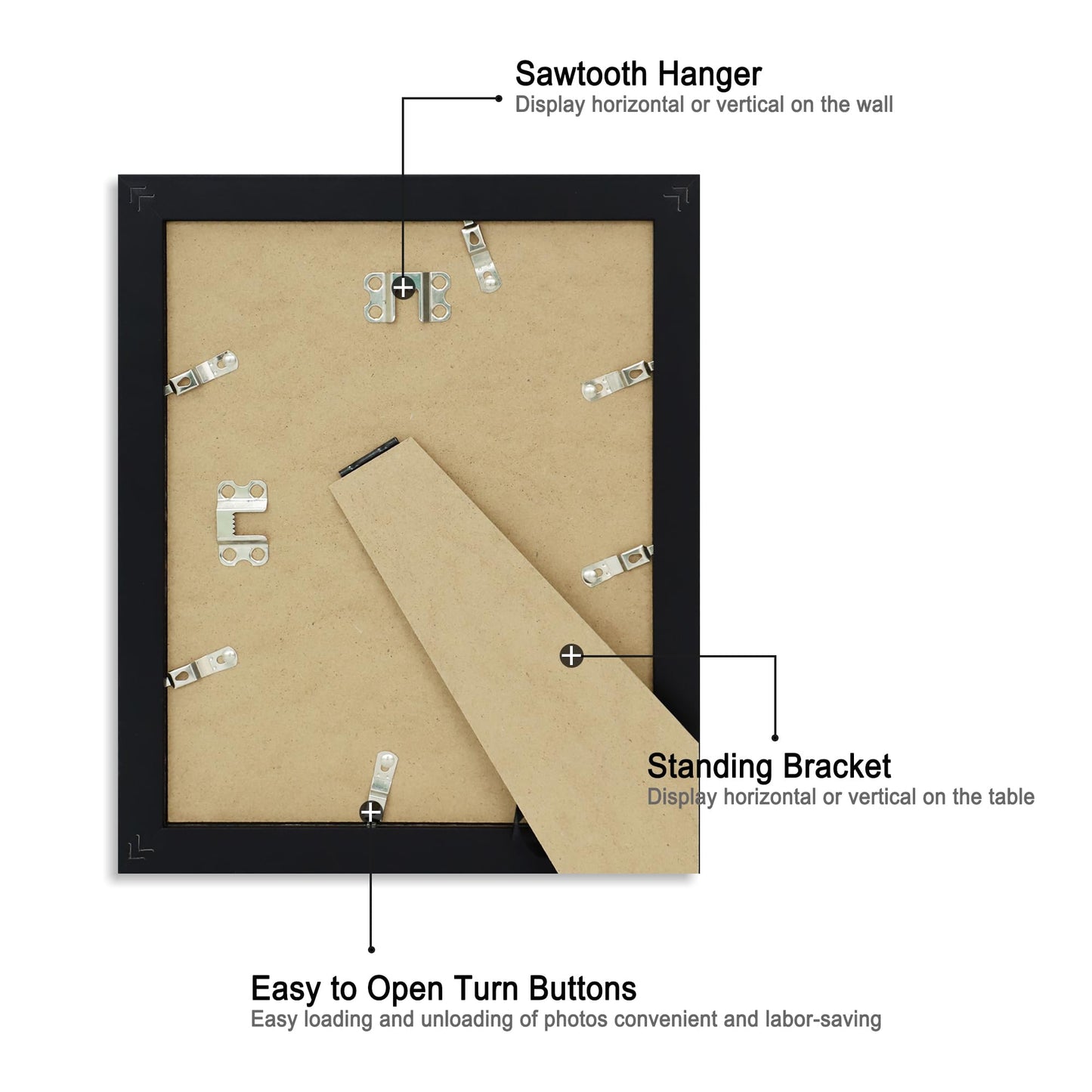 iRahmen 8x10 Picture Frame Set of 6, Black Frame with High Definition Real Glass, 8 x 10 Wood Photo Frames for Tabletop Display and Wall Mounting