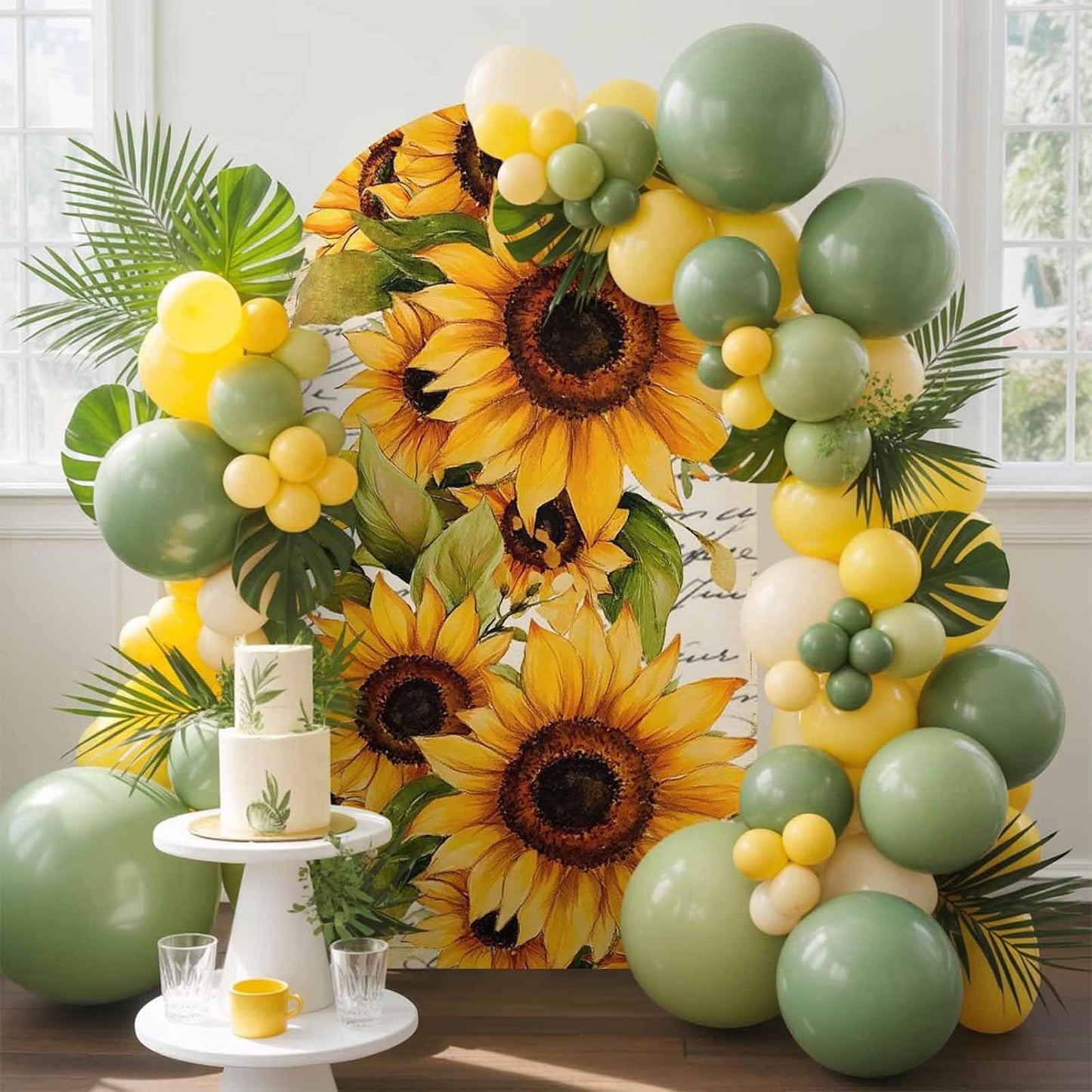 Jnbasdffb 7.2 Summer Sunflower Wedding Arch Cover, Stretchy Spandex Arch Backdrop Stand Covers FT, Oil Painting