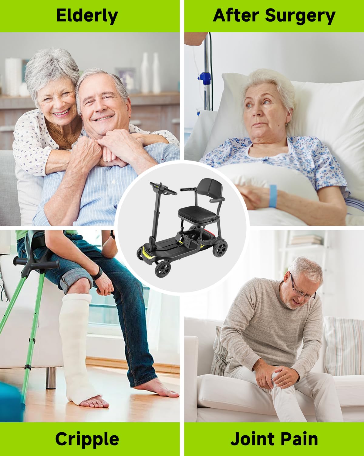 SCOOTNGO Mobility Scooters for Seniors & Adults 4 Wheel Travel Mobility Scooter Airline Approved with Two Batteries, Lightweight, Foldable, No Assembly Needed (Silver Grey, Dual Batteries)