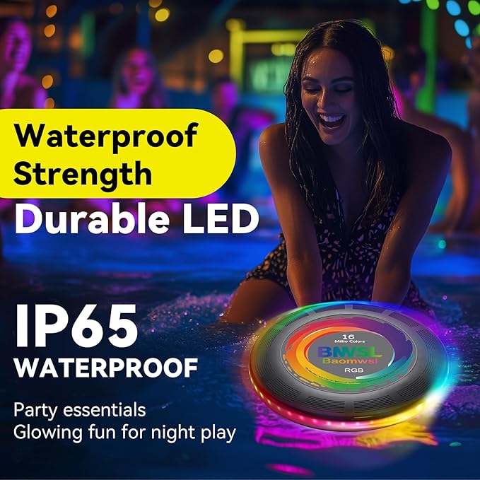 Light-Up Flying Disc - 16 Million Colors RGB or 50 LEDs, Ultra Bright, 12 Light Modes, Rechargeable, IP65 Waterproof, Durable, Camping Essentials for Teens/Kids/Adults/Boys/Girls