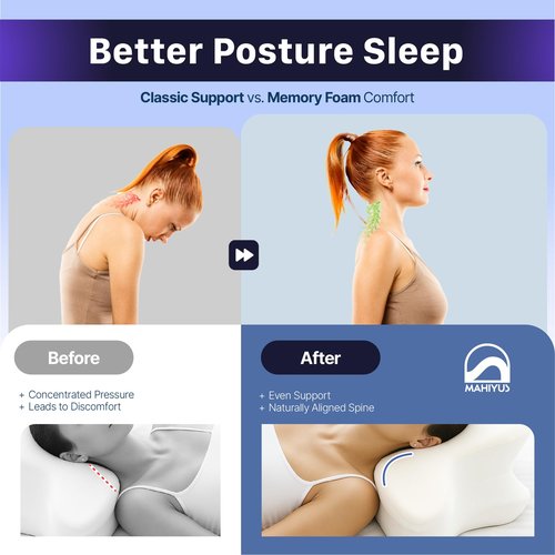 MAHIYUS Cervical Neck Pillow, Protect Your Sleep Quality with Memory Foam, All Night Side Sleeper Pillow, Deep and Quality Sleep for Cooling Pillow