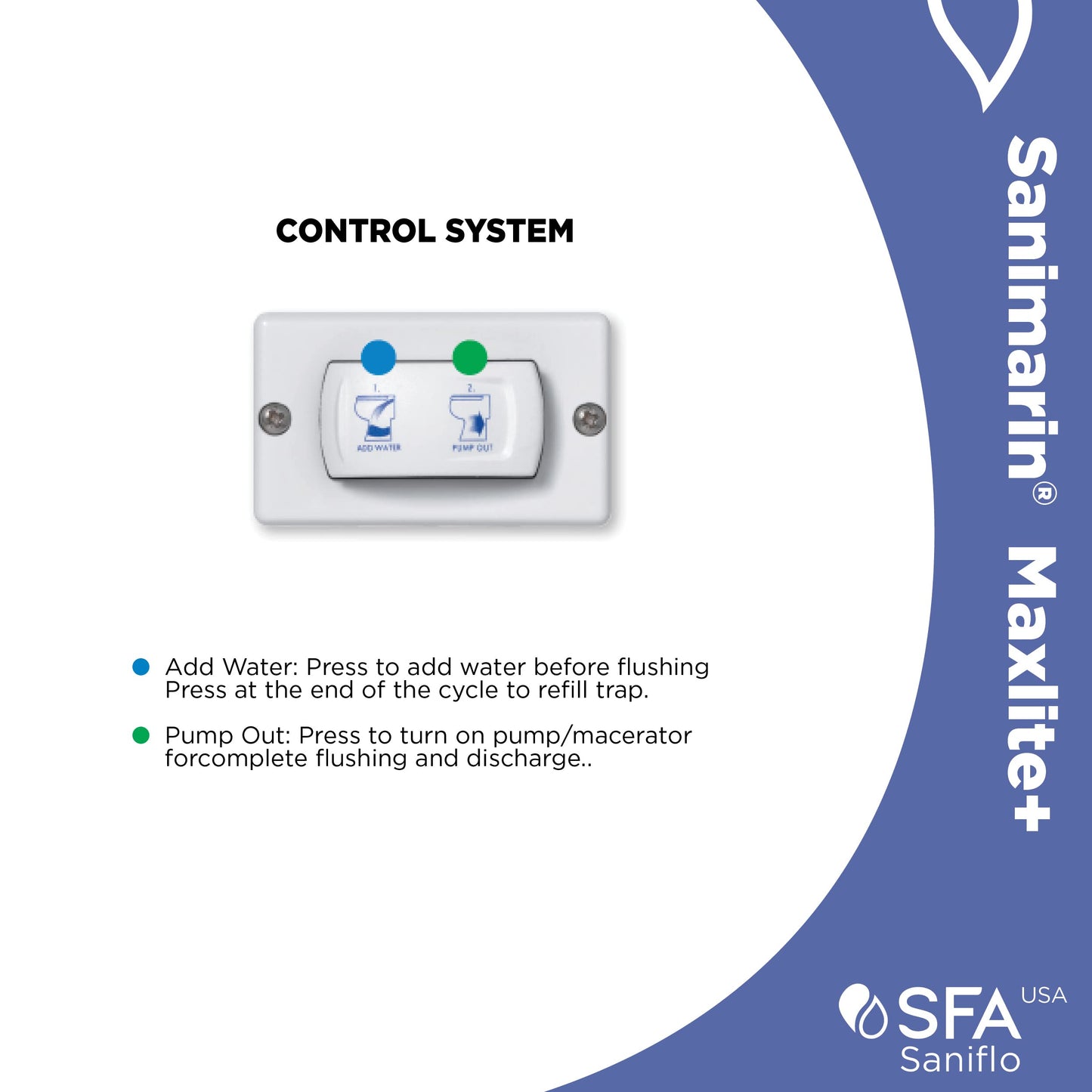 SFA SANIFLO - Sanimarin Maxlite+ - Electric Marine Macerating Toilet - Self-Priming Sea Water Pump - Low Profile Automatic Toilet System - Stainless Steel Blade - Lightweight - 24V - Made In France