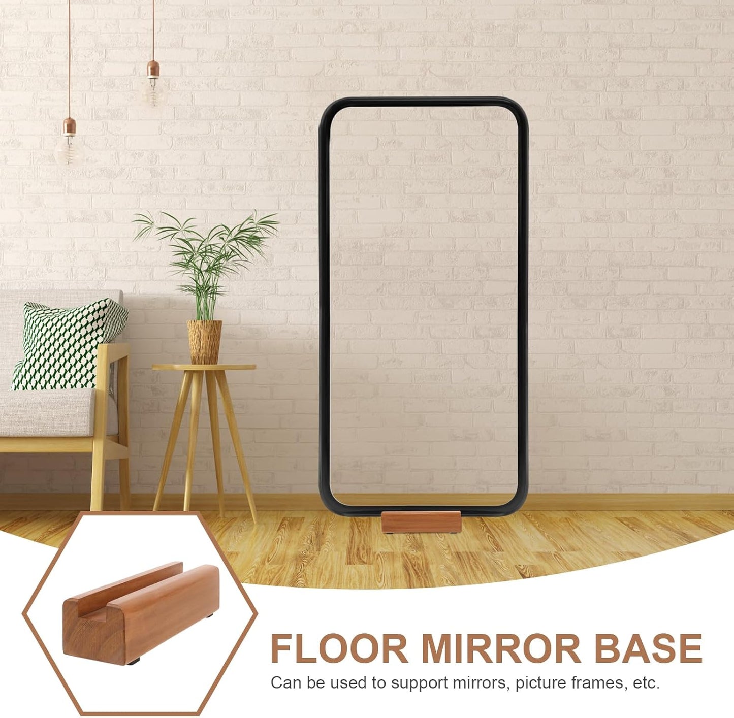 Uonlytech Full-Length Mirror Stand Holder - 2-Piece Wooden Frame for Stylish Home Decor