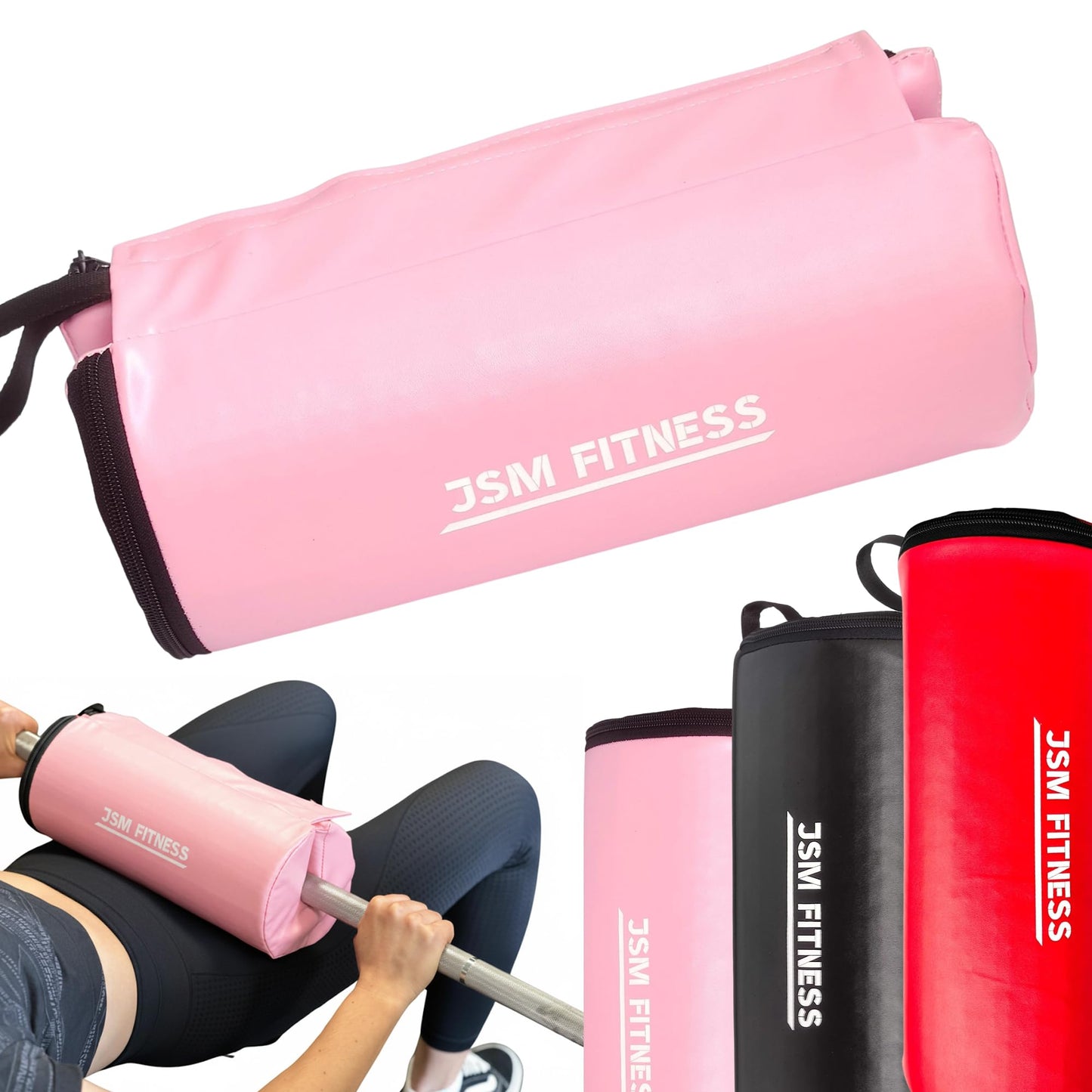 JSM FITNESS Hip Thrust Barbell Pad - Hip Thrust Pad Extra Thick for Glute Exercises, Bar Cushion for Glute Bridges, Bench Press, Workout, Gym Accessory for Women and Men (Pink)