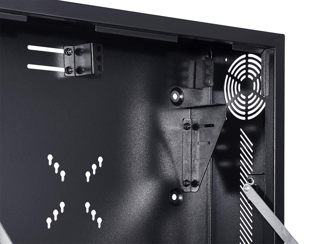 Kenuco Heavy Duty 16 Gauge Steel DVR Security Lockbox with Fan and Swing Open Top (24'' x 21'' x 8'' Black)