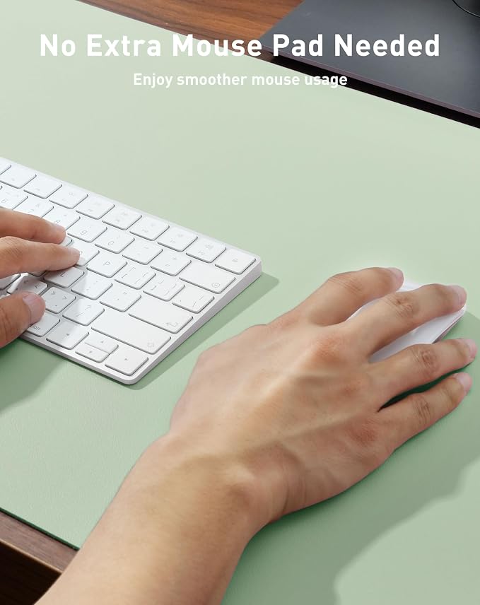 Aothia Faux Leather Desk Mat - Large Mouse Pad, Non-Slip PU Leather Blotter, Waterproof Writing Surface for Office and Home (Aqua, 42" x 17")