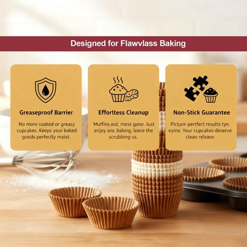 Eoonfirst Mini Cupcake Liners - Food Grade Greaseproof Paper Baking Cups | Non-Stick, 400 Pcs