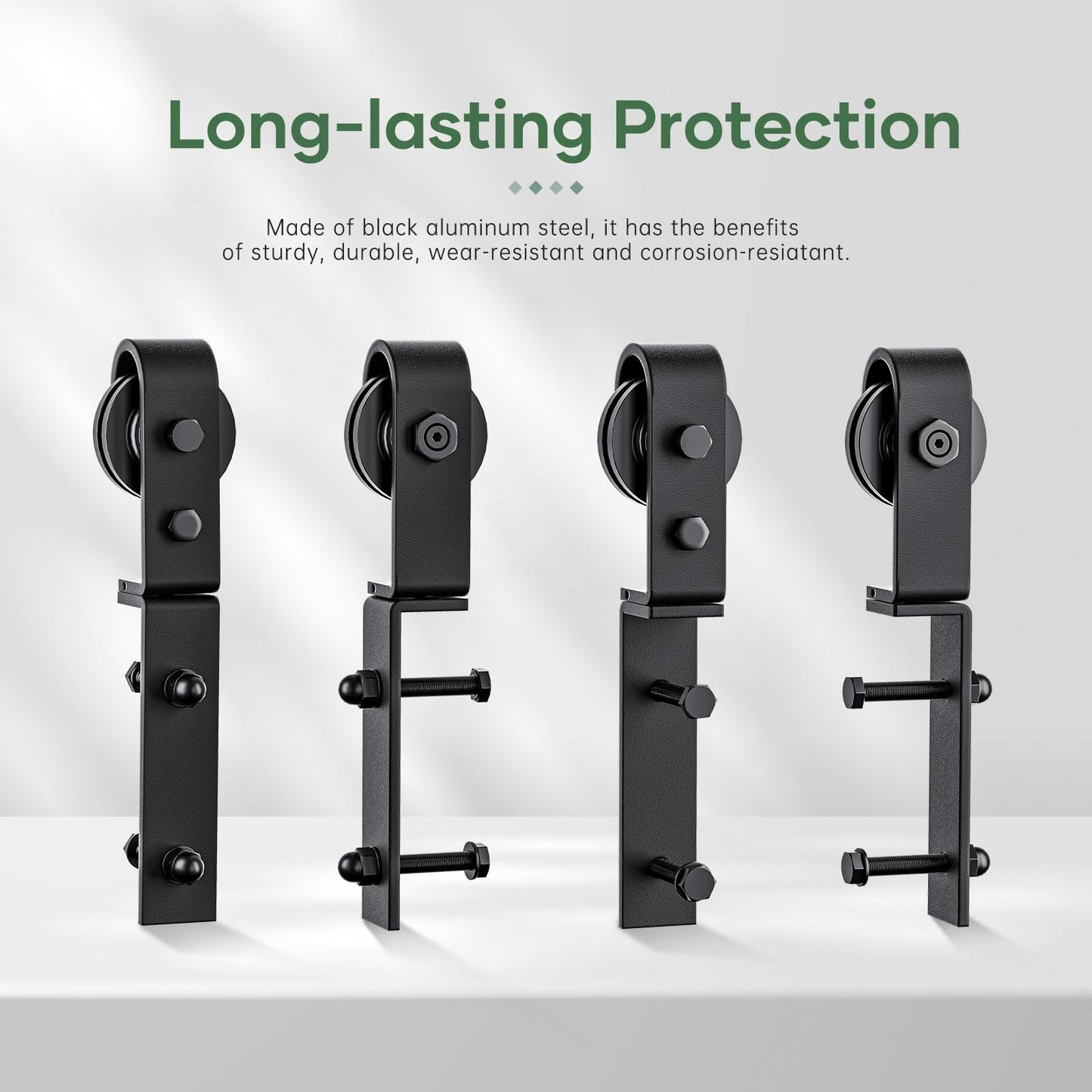 Roymelo 88" Bifold Sliding Barn Door Hardware Track Kit,Side Mounted Black J Shape Roller,Smoothly and Quietly,Assembly Easy,Fit Four 21" Bi-Folding Doors (Door Not Included)