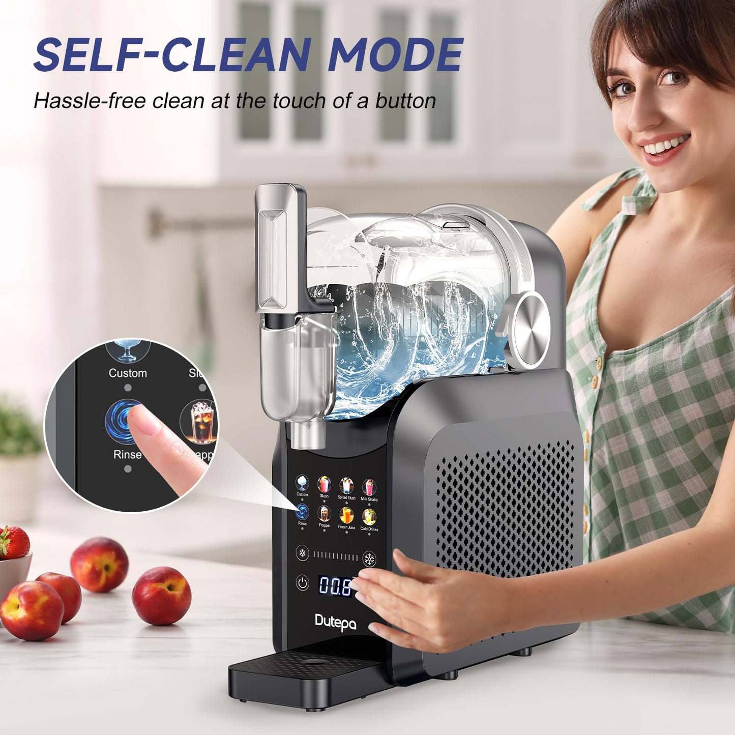 8-in-1 Slushie Machine for Home - 68 fl oz, No Ice Needed, LED Display, Self-Cleaning Frozen Drink Maker - Ideal for Slushies, Milkshakes, Margarita Smoothie, Frappés, & More