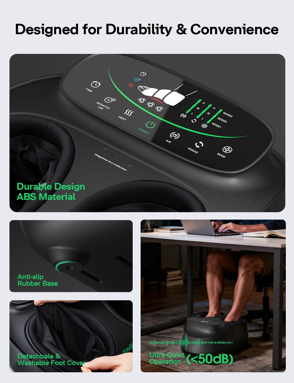 Medisana Shiatsu Foot Massager with Heat, Air Compression, Kneading & Negative Ion for Plantar Fasciitis, Neuropathy, Wireless Control, Birthday Christmax Gifts for Women Men, Up to Foot Size 13