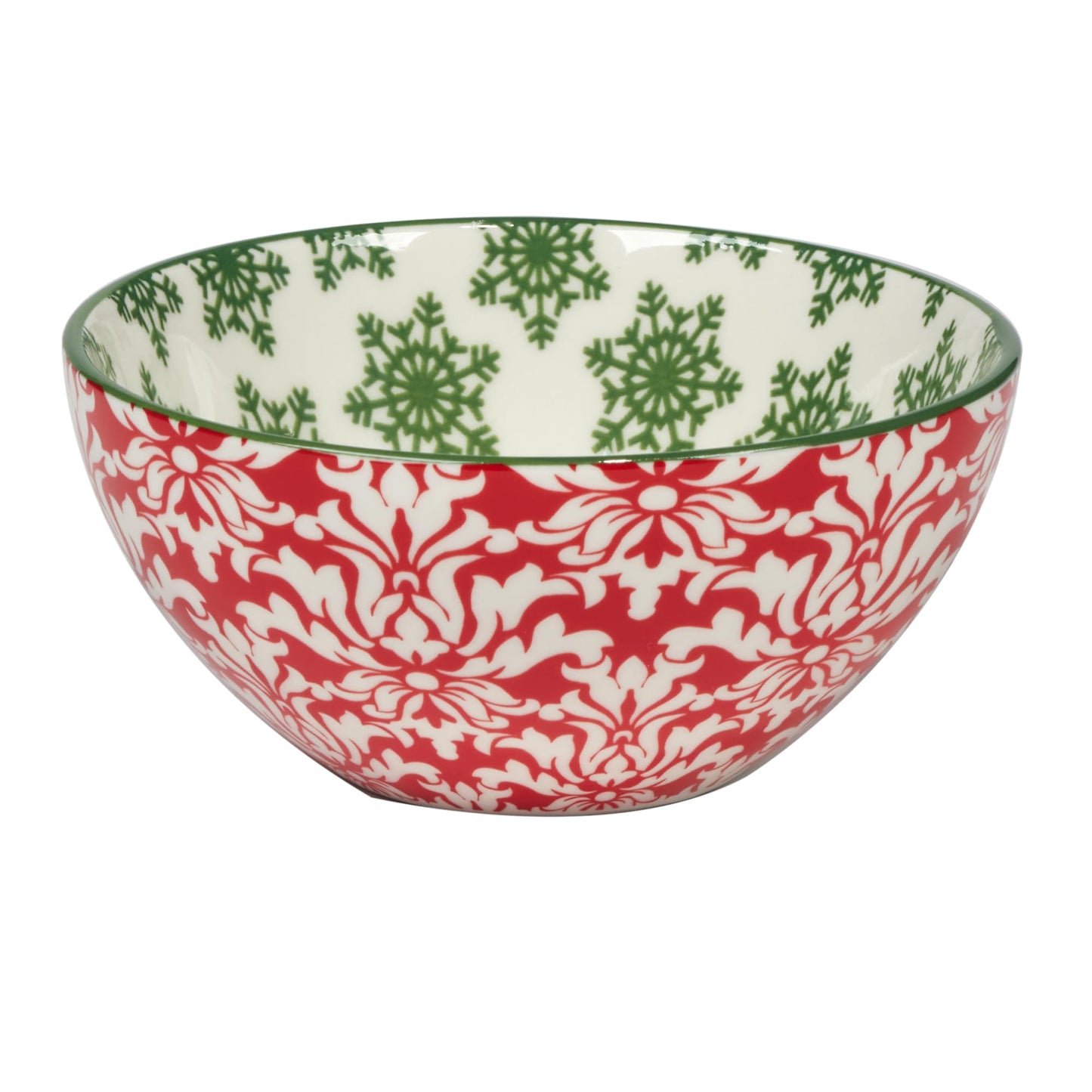 Winter Medley 13 oz All Purpose Bowls – Set of 6 Porcelain Holiday Serving Bowls for Ice Cream, Snacks, or Sides – Festive Assorted Designs for Christmas Entertaining
