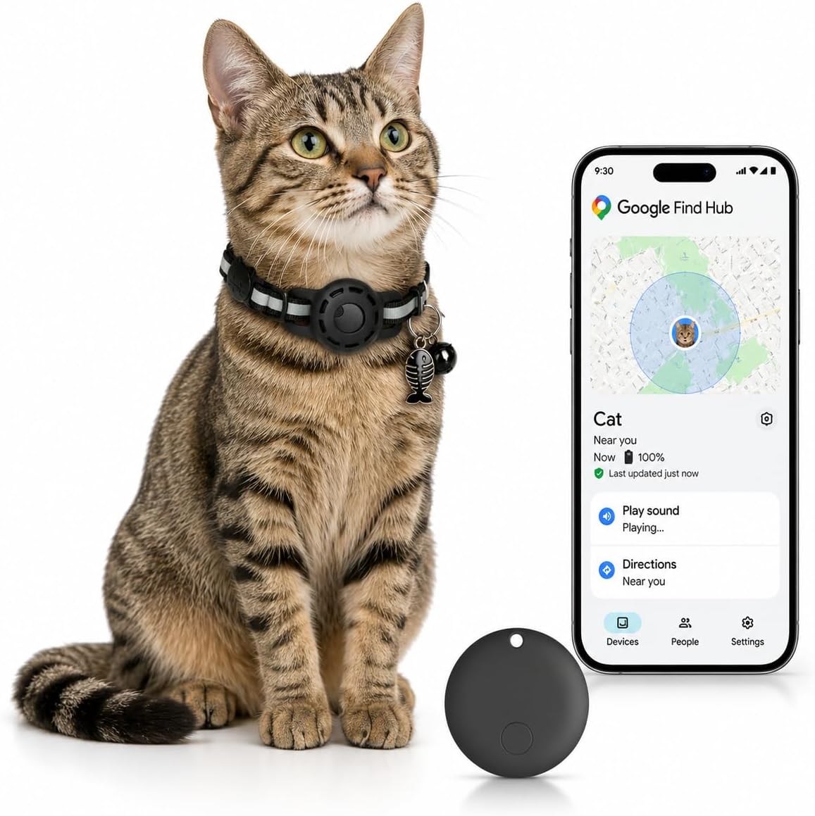 JNLIK GPS Collar for Cats (Android Only) Smart tag,Pet Tracker,Waterproof Compatible with Google Find My,No Monthly
