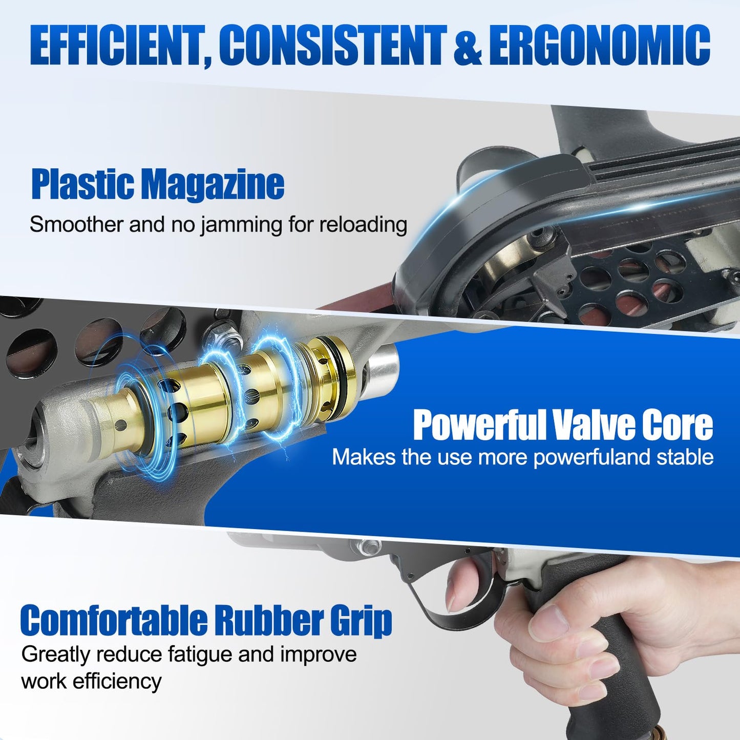 WOODPECKER C-77XE Air Hog Ring Gun with Extra Long Extended Nose, 15 Gauge, 3/4'' Crown, 8.0mm Closure Diameter, Pneumatic Hog Ring Plier Automatic C Ring Tool for Wire Cages, Car Seat