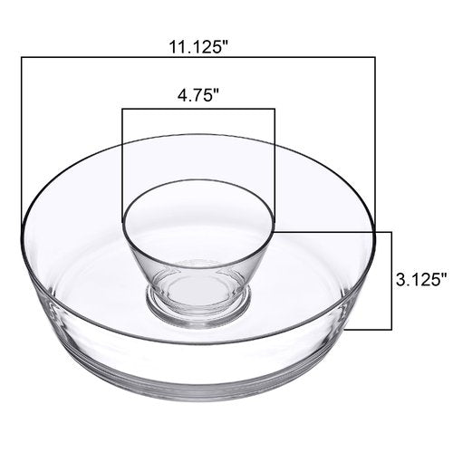 Amazing Abby - Charlie - 2-Pack Plastic Chip and Dip Bowl, Clear Serving Platter, Unbreakable Party Appetizer Tray, BPA-Free, Dishwasher-Safe, Great for Chips, Salsa, Veggies, Snacks, and More