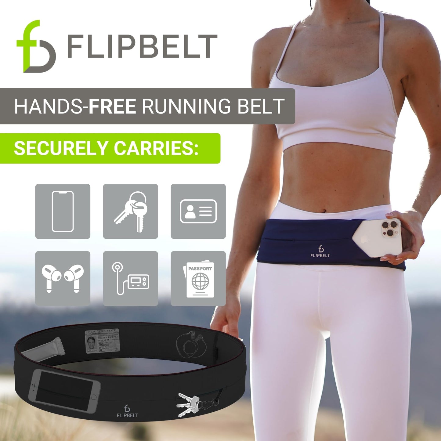 FlipBelt Level Terrain Waist Pouch, Medium, Black,FBB