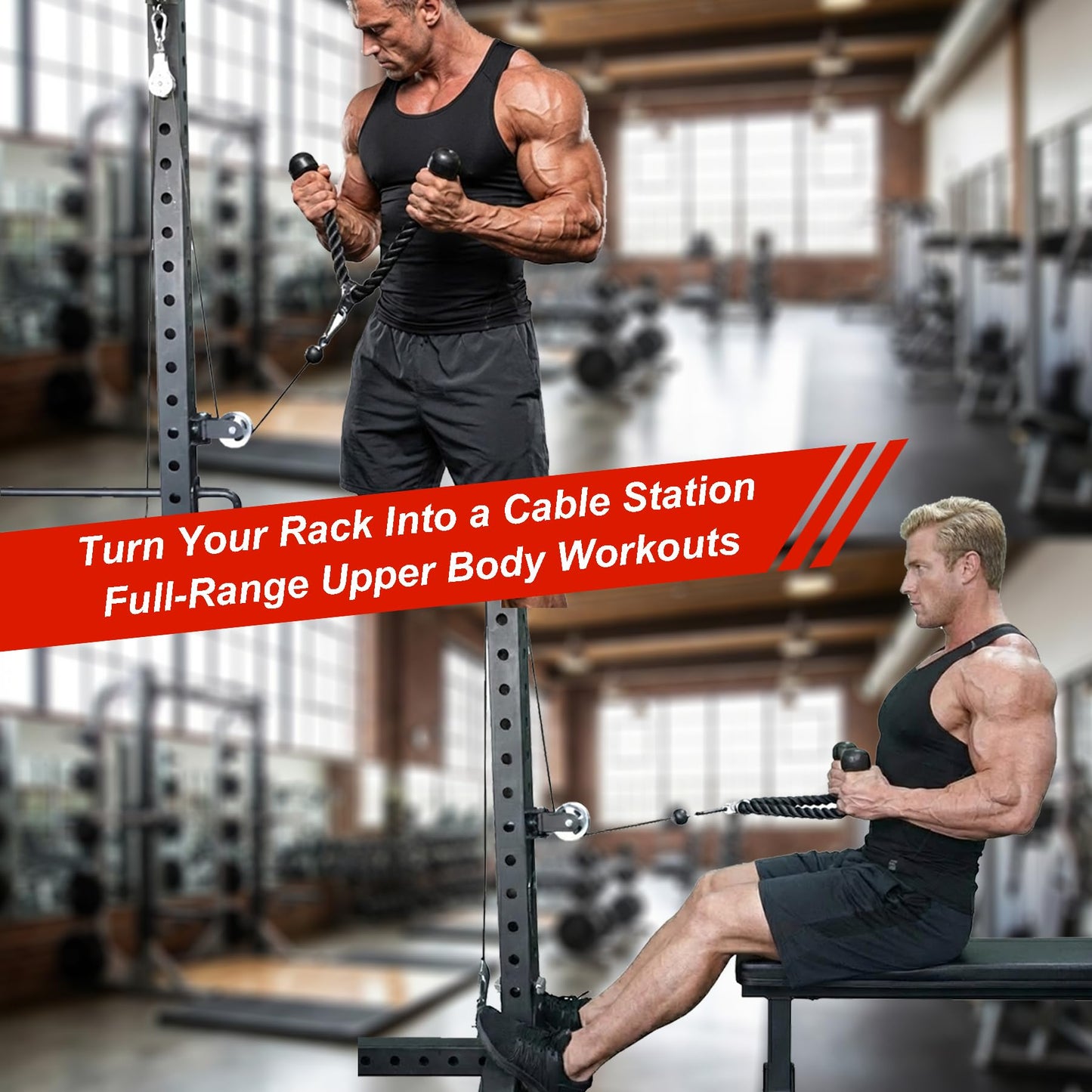 Aluminum Alloy Rotating Pulley Attachment for 3×3 Power Racks, Heavy-Duty Cable Pulley with 180° Pivot, Smooth CNC Machined Wheel, Bolt-On Cable Station Upgrade for Home Gym Training