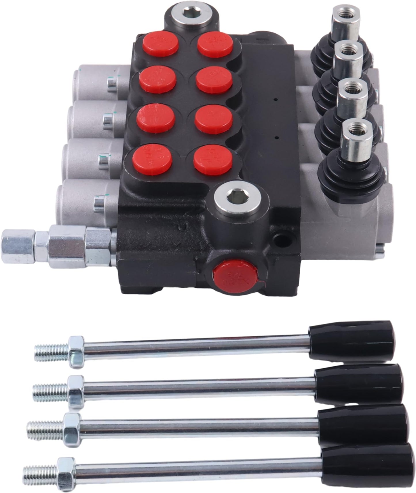 Solarhome 4 Spool Hydraulic Control Valve Open Center Double Acting 13 GPM 3600 PSI SAE Ports Compatible With Tractors Loaders Log Splitters