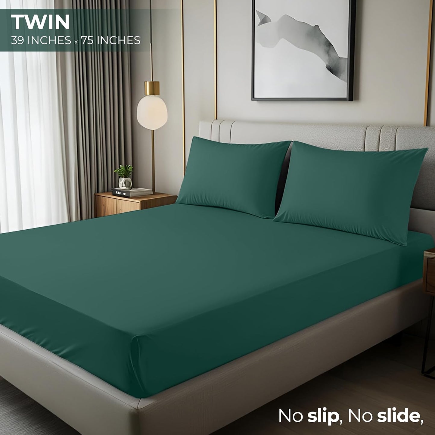 Utopia Bedding Twin Fitted Sheet - Soft Microfiber with Deep Pockets - Fade & Shrinkage Resistant | Emerald