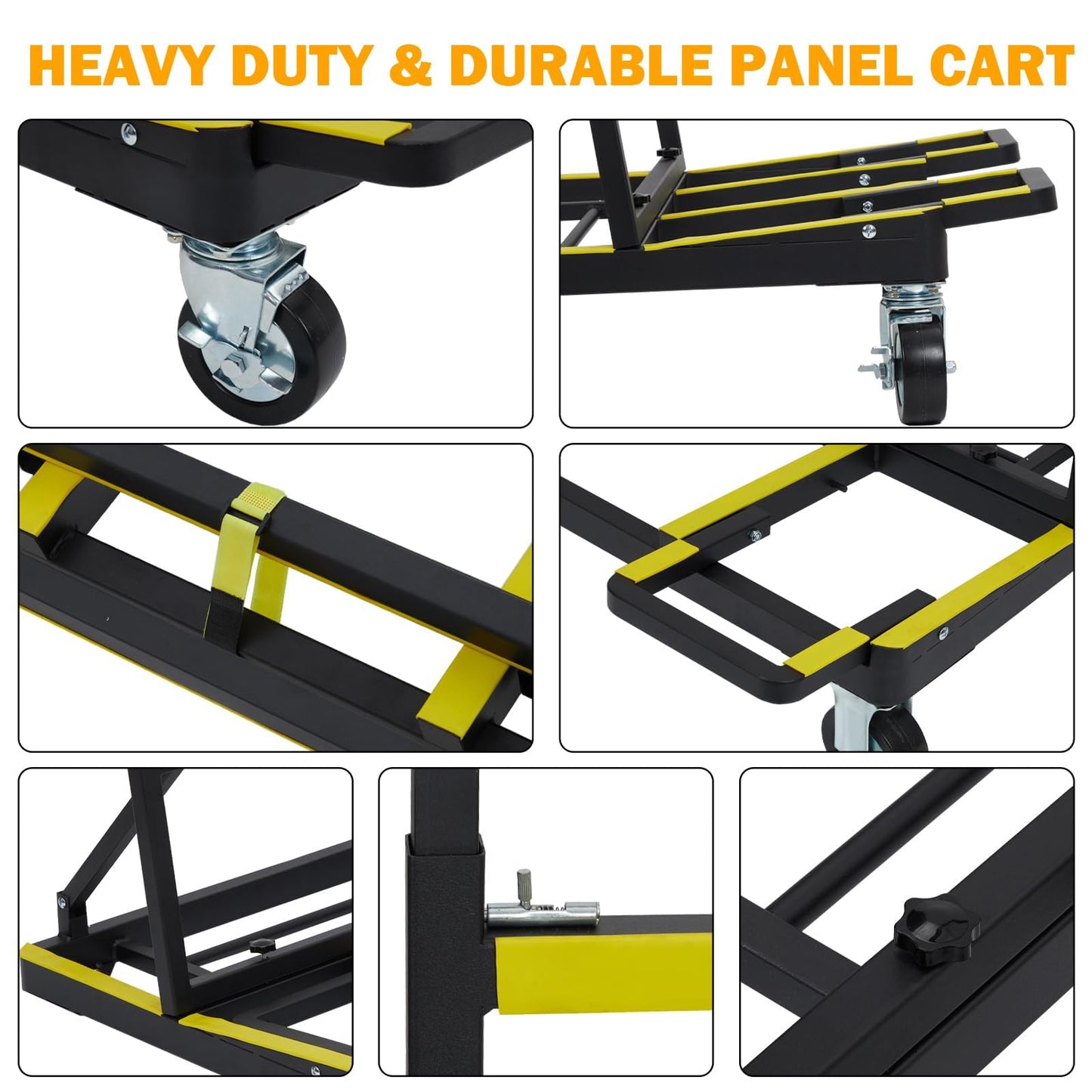 MilleLoom Folding Drywall Cart Heavy Duty,Drywall Dolly Load 2200 lbs Capacity,Panel Casters with Extended Large Deck,Panel Dolly Handling Plywood Sheetrock Glass and Windows Service Truck