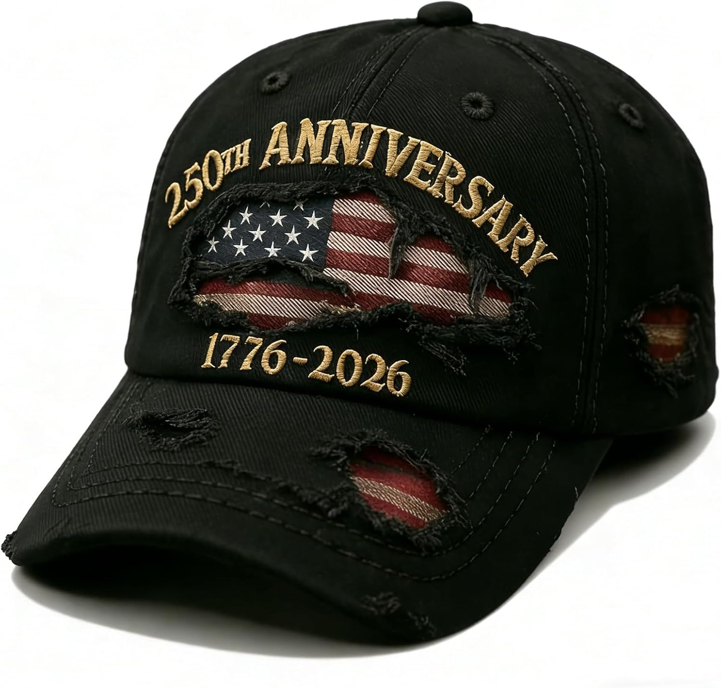 250th Anniversary USA Hat - Ripped Denim Baseball Cap for Men & Women | Celebrate in Style