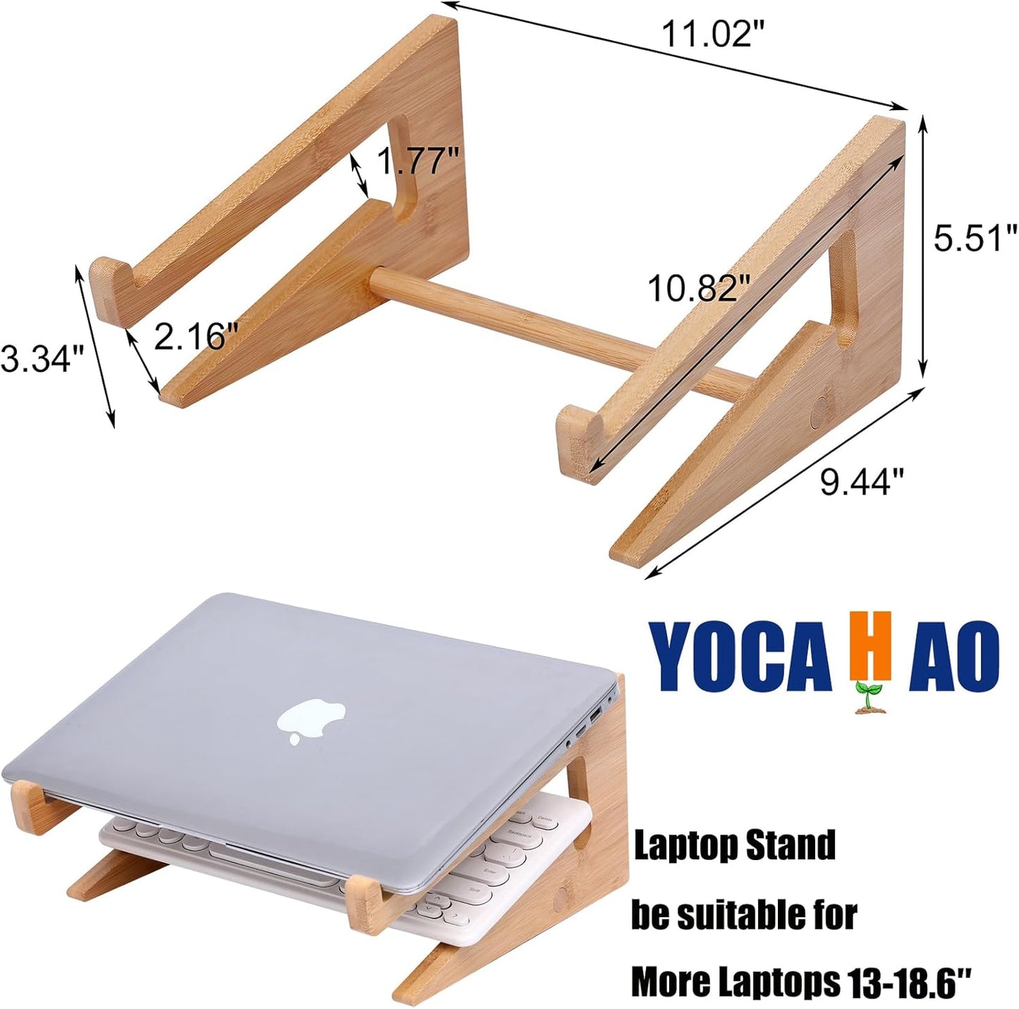 YOCAHAOY 13-18.6in pro/HP/Pixelbook/Lenovo,More Wooden Laptop Stand Vertical Laptop for Bamboo Stand for Desk,Laptop
