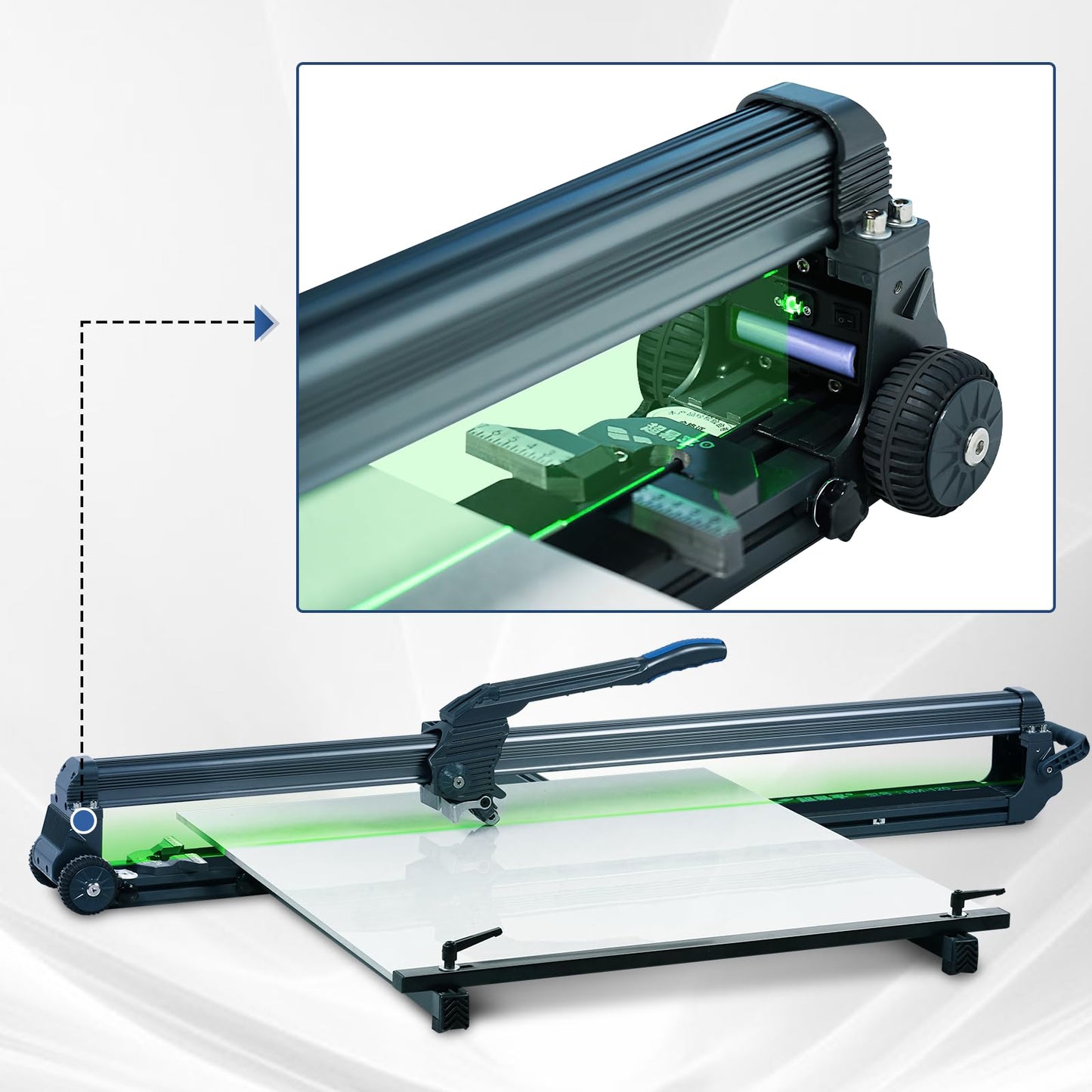 "YJINGRUI 1pcs Tile Vibration Leveling Machine, for Makita 18V Max Battery & 1pcs Manual Tile Cutter 48"", Precise Ceramic Tile Cutting Tool"