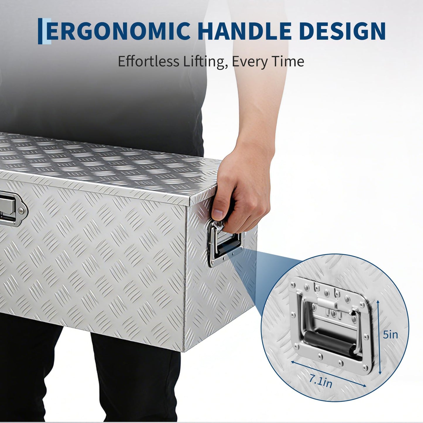 GarveeLife Heavy Duty Aluminum Truck Bed Tool Box – 36x15x15 in, Weatherproof & Lockable, Gas Strut Lid, Side Handles, Organizer Tray, Silver Five-Striped, Mohair Lint Low