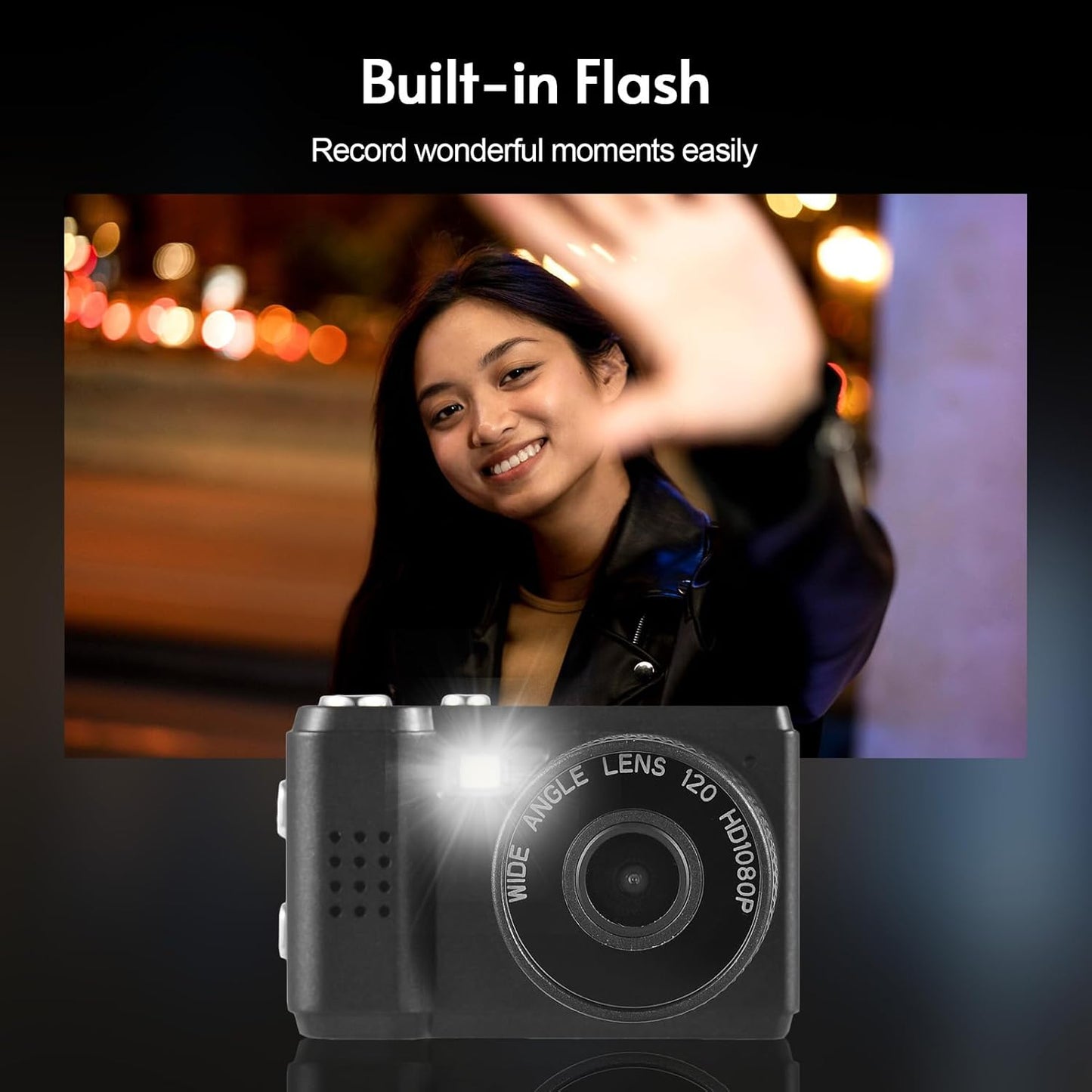 Andoer 1080P Mini Digital Video Camera Camcorder Built-in Battery with LCD Screen Flash for Photo Video, Black