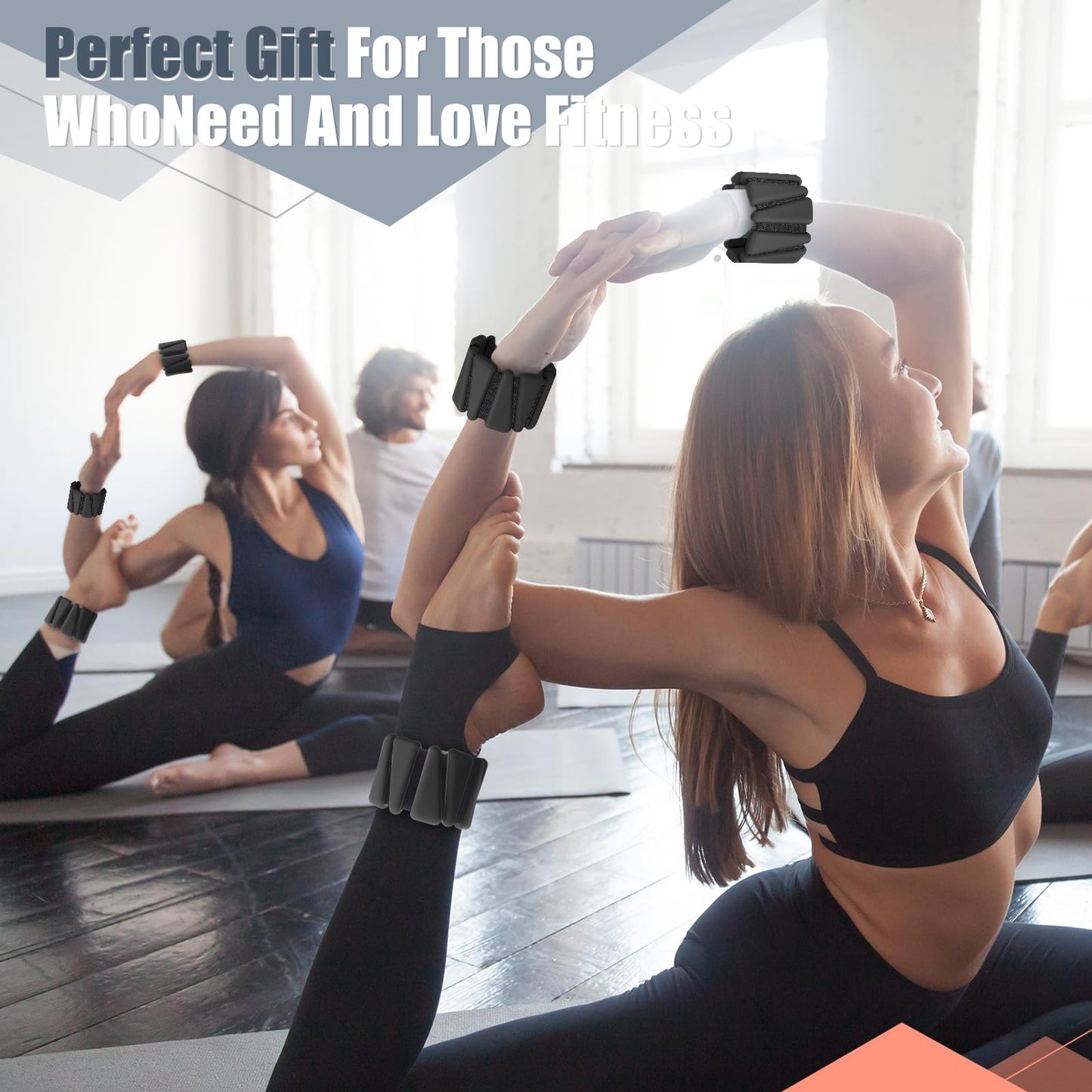 Vinsot Wrist Ankle Weights Set of 2, 4 Lbs, Adjustable Silicone Workout Weights for Women and Men, Wearable Leg Arm Weighted Bracelet for Home Workout Gym Yoga Pilates Swimming Cardio(Black)