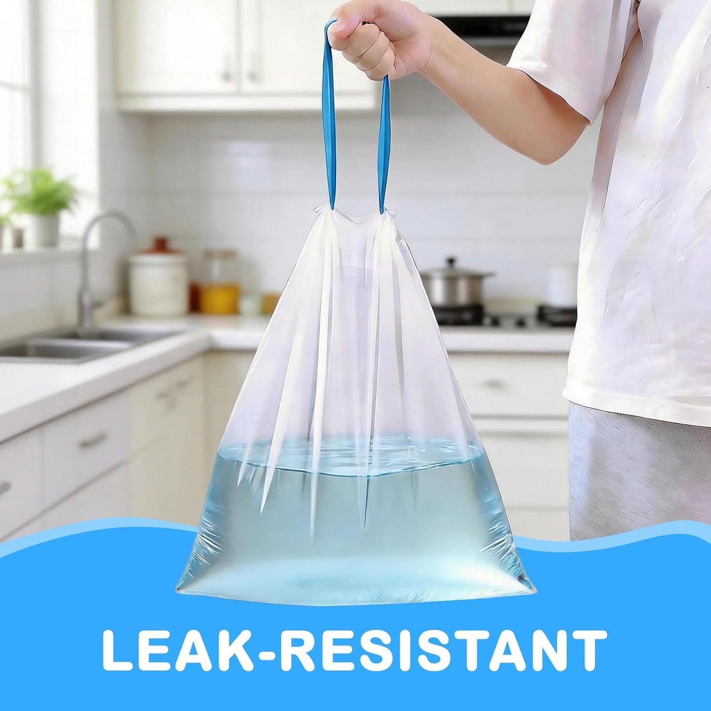 Skiennix 300Ct Small Trash Bags - Odor Resistant, Scented Drawstring Bags in Blue Ocean, Lavender & Cherry Blossom