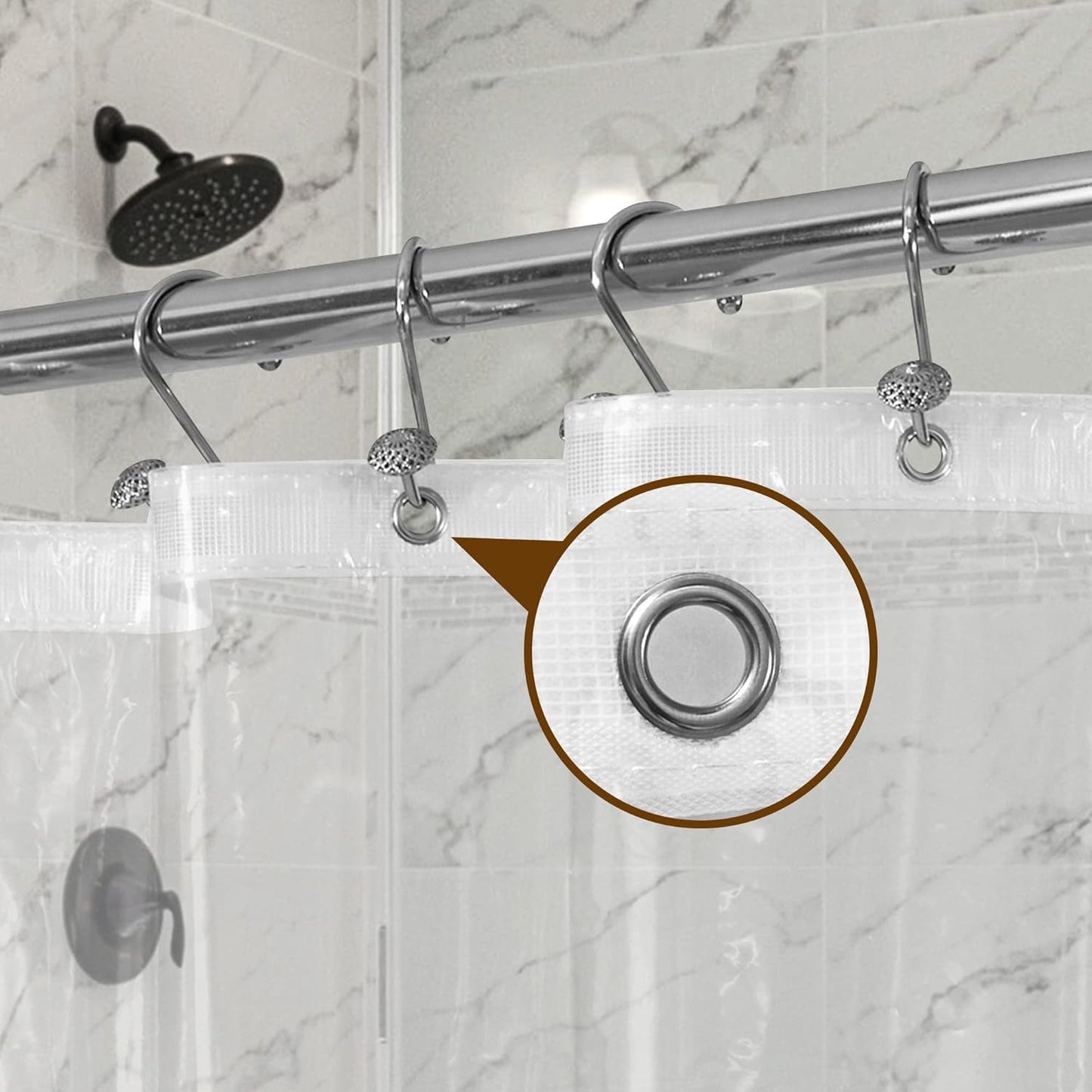 Barossa Design Clear Shower Liner - Premium Waterproof PEVA Curtain with Rustproof Grommets & 3 Magnets | Standard Size