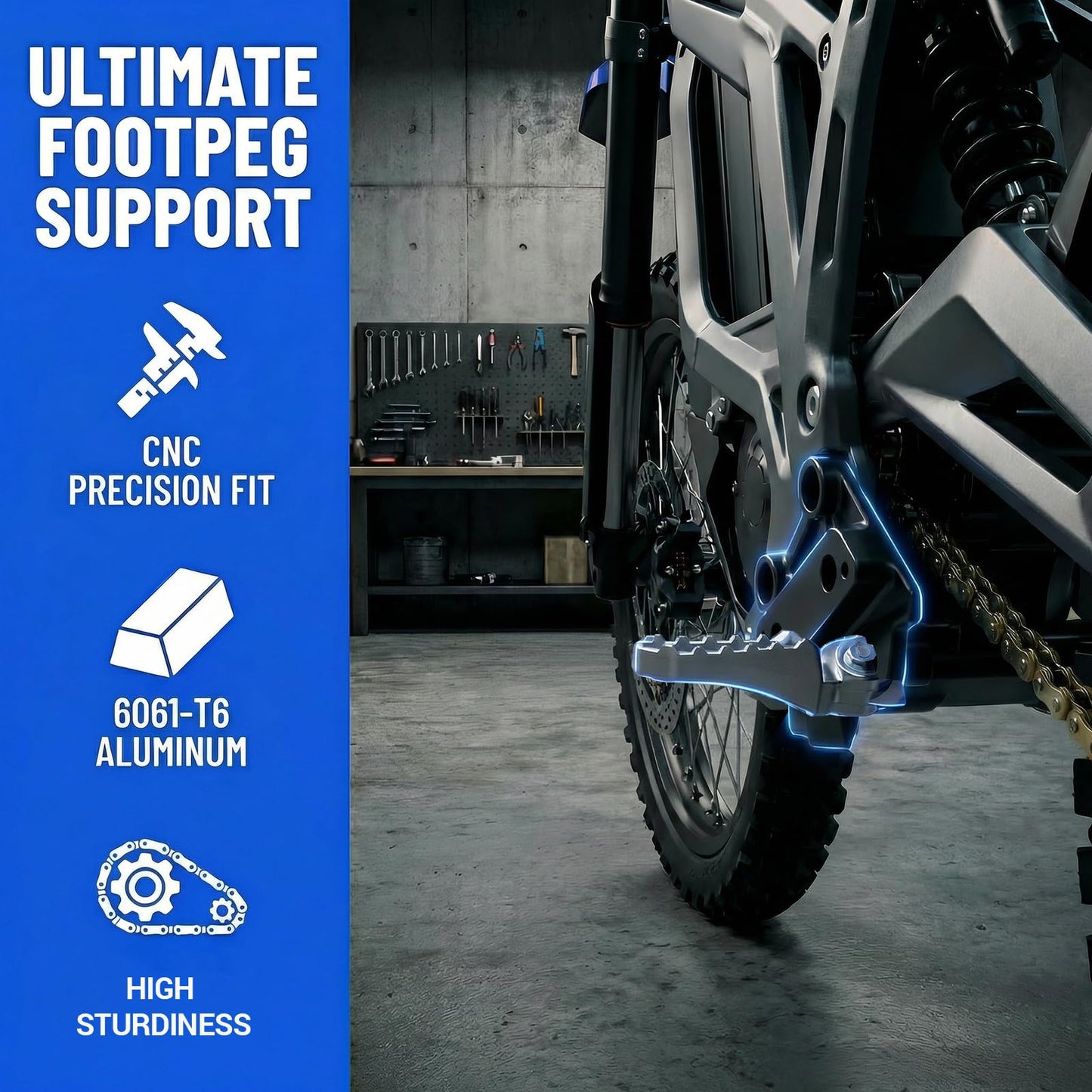 Electric Dirt Bike Foot Pegs Holder CNC Aluminum Pedal Bracket Compatible with Talaria XXX X3 PRO(Black)