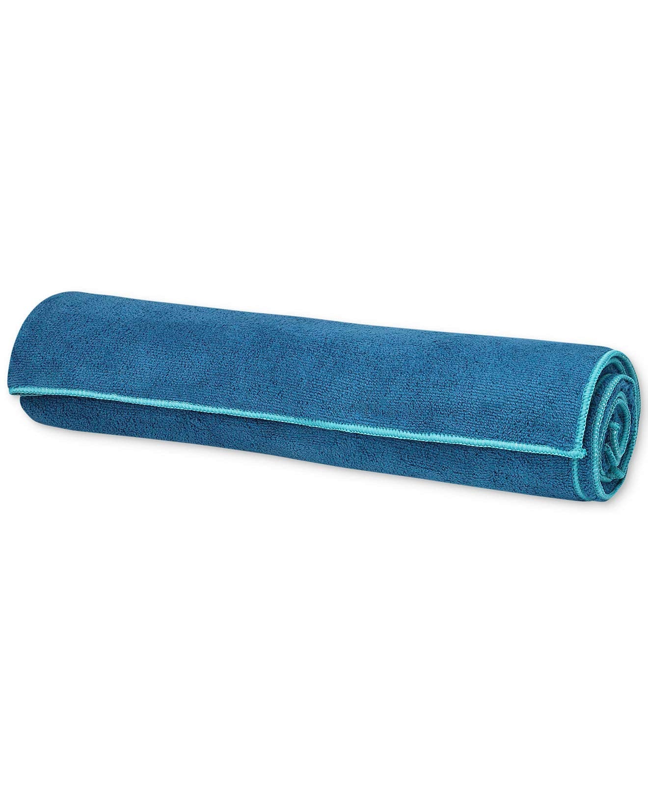 Gaiam Stay Put Yoga Towel Mat Size Yoga Mat Towel (Fits Over Standard Size Yoga Mat - 68"L x 24"W), Lake