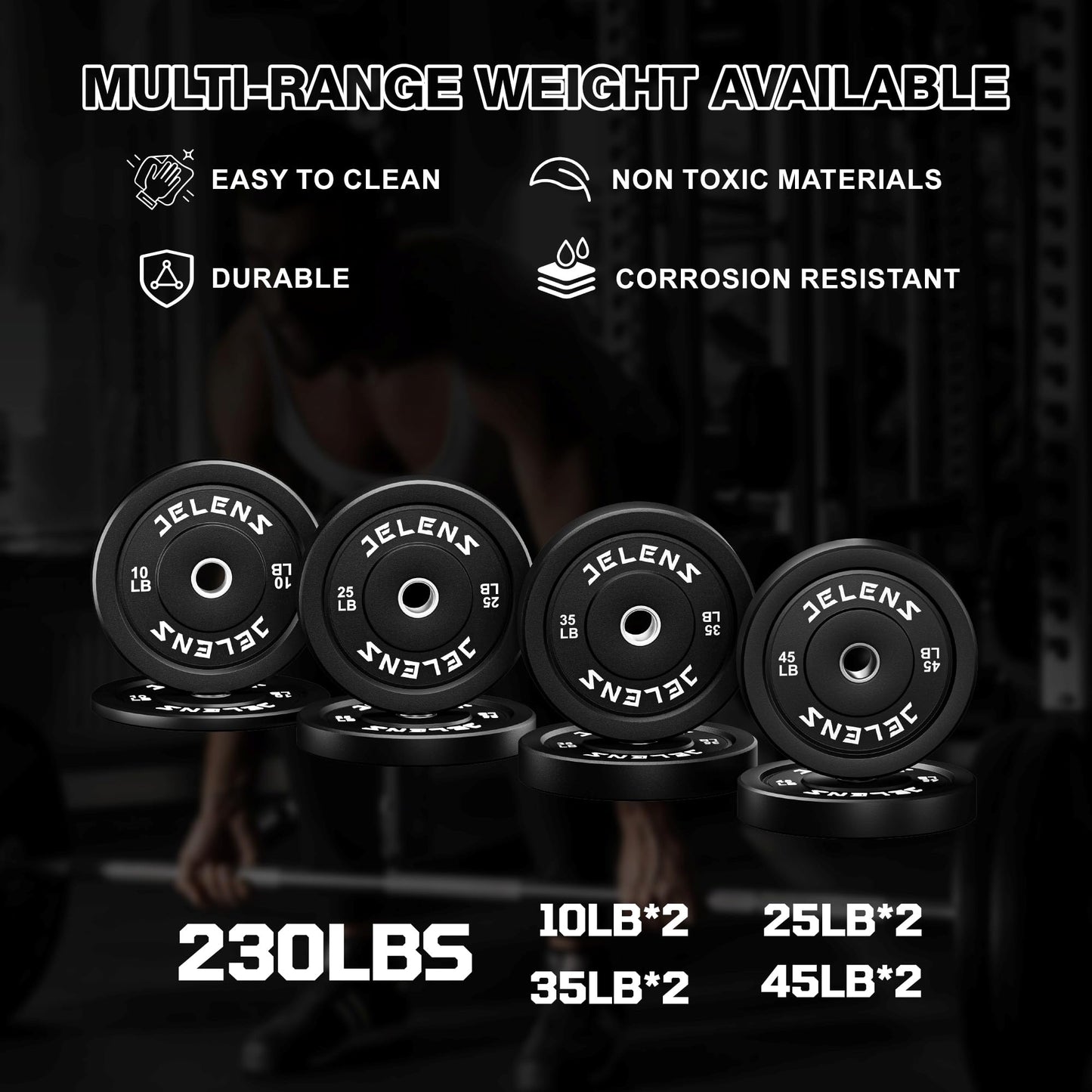 JELENS Home Gym System, 150LB Weight Stack Smith Machine with LAT Pull-Down & Leg Press, All-in-One Strength Training Equipment, Workout Station for Workout (Black, 230LBS Black Weights Package)