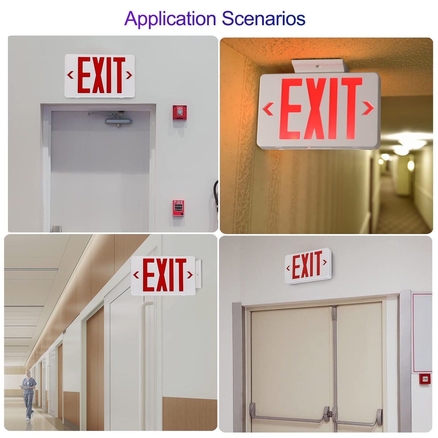 CM MZY Emergency Exit Sign, Red Double Face Exit Signs with Battery Backup, UL Certified, US Standards, Emergency Exit Light, AC 120V/277V, 1 Pack