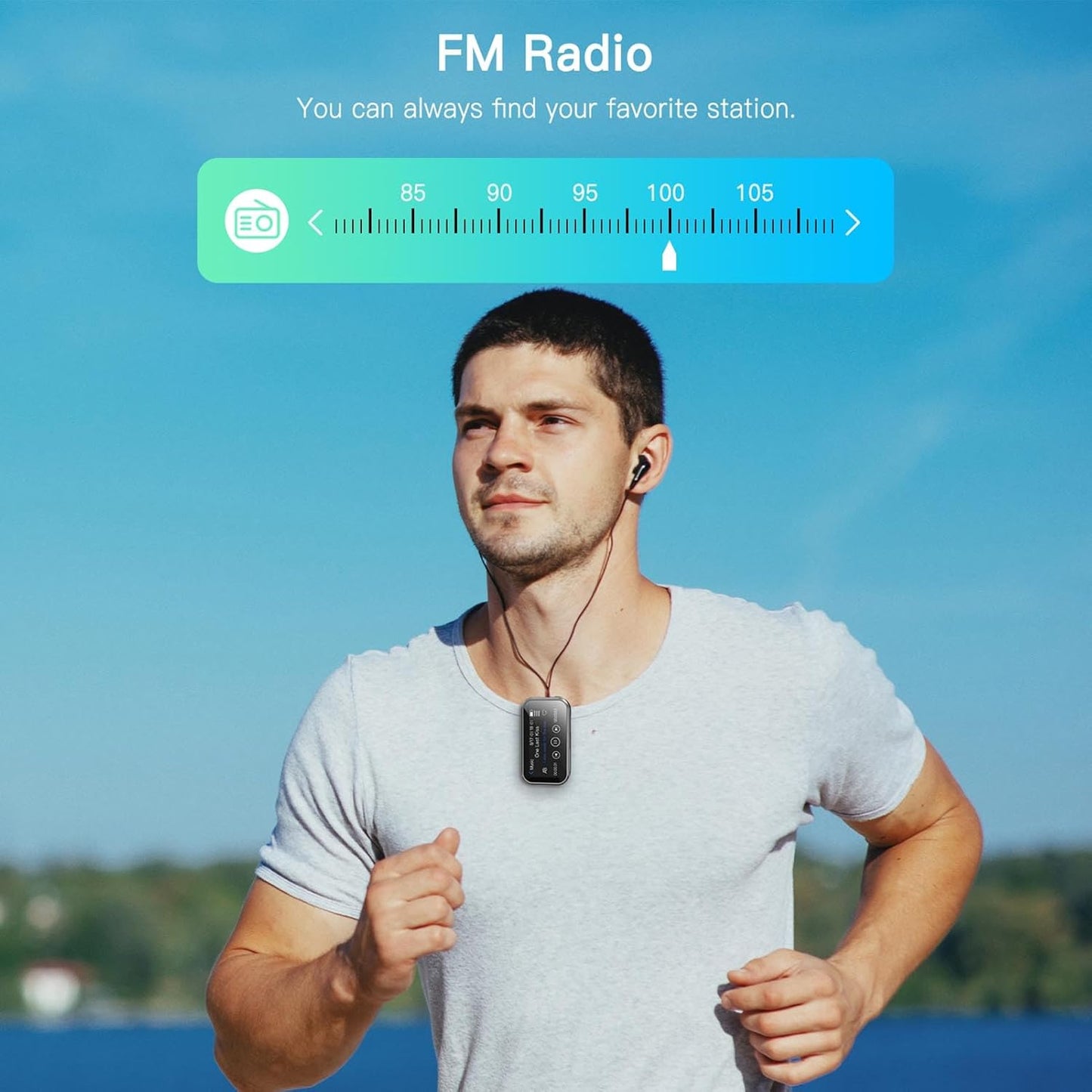 YUEHISY MP3 5.3, 32GB 1.47" Player with Bluetooth Portable Music Player with Back Clip, Lossless HiFi Sound
