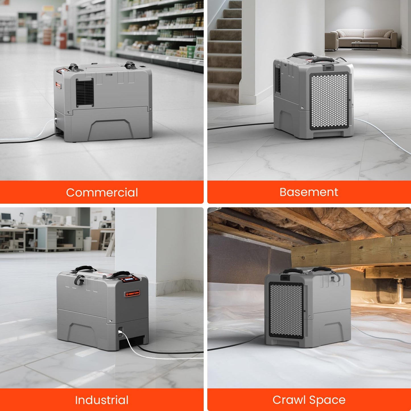 Abestorm LGR85 Commercial Dehumidifiers with Pump, 180 PPD Industrial Dehumidifier for Basement, Crawl Space, Warehouse, Auto Defrosting, 5 Years Limited Warranty