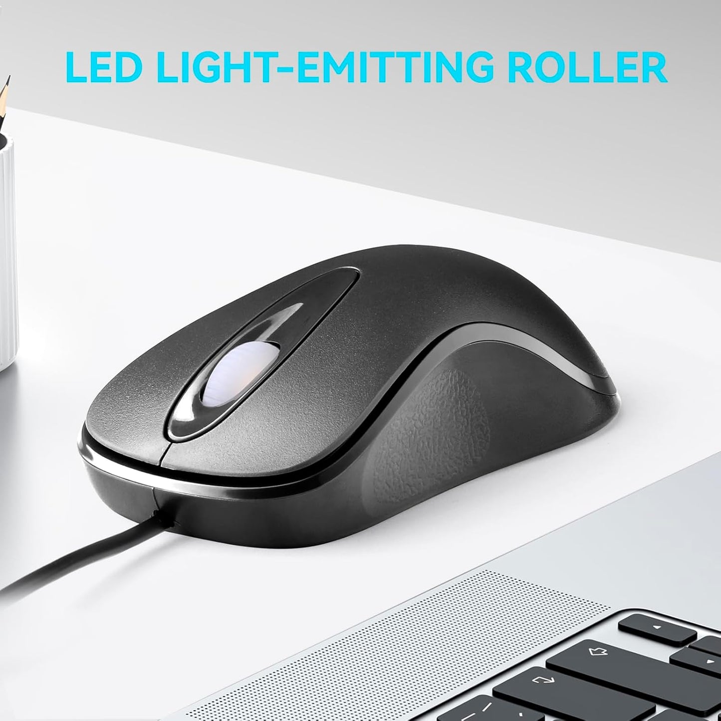 Mofkirg 3-Button 1000 (1) Classic Wired Office Mouse Ergonomic USB Optical DPI Comfortable Durable for Windows Mac