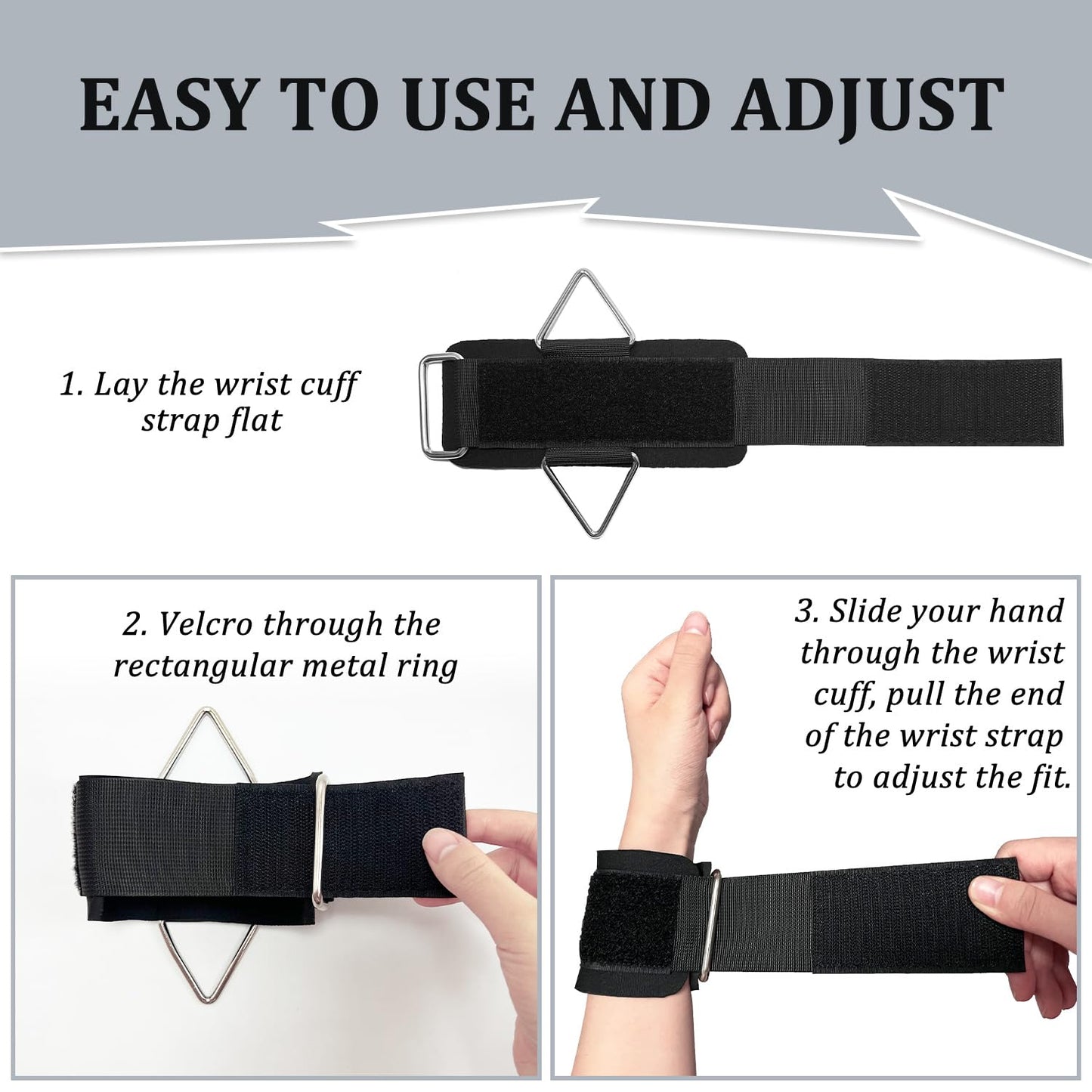 Anemeeoke 2Pack Wrist Cuffs for Cable Machine, Adjustable Neoprene Padding, One Size Fit All, Fitness Wrist Straps for Men Women, Black