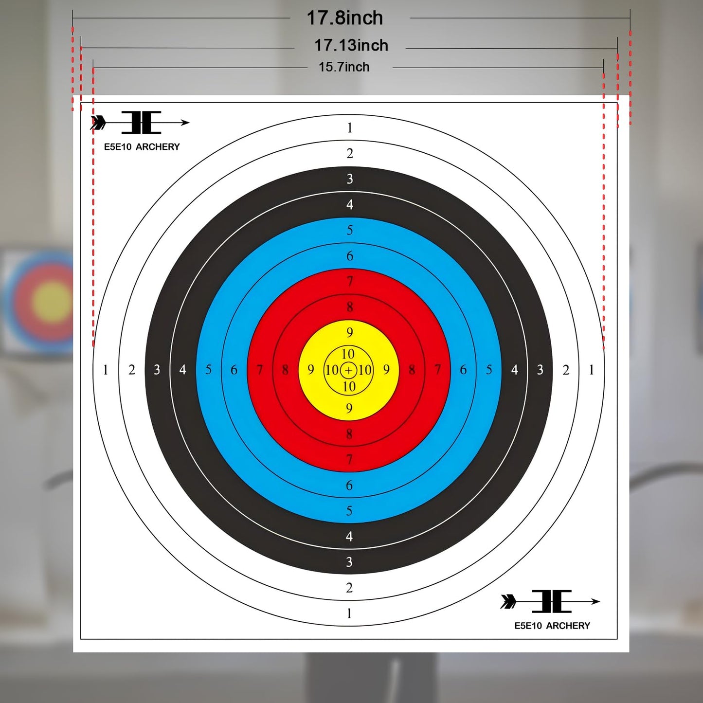 e5e10 Targets Paper for Archery Shooting 20/40pcs - Made Degradable Plastic - Bow & Arrow Targets for Hunting Archery Targets Practice Accessories (Standard Archery, 10 Rings, 40 x 40cm, 80 x 80cm)