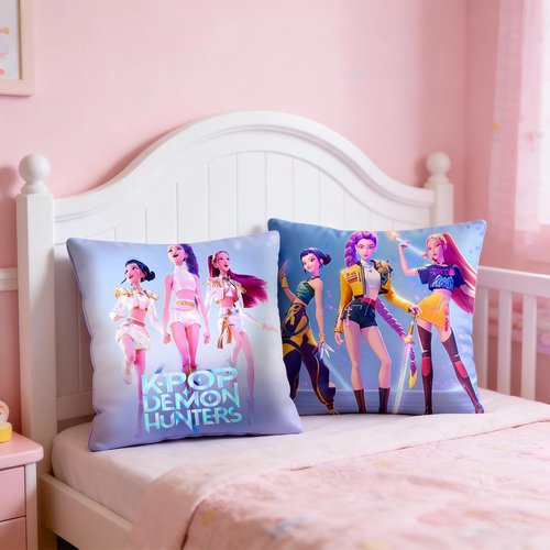 Demon Hunters Pillow Covers - 18" x 18" Kpop Group Themed | Soft Decorative Cases with 2 Unique Designs