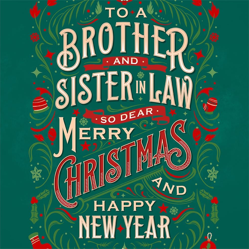 Prime Greetings Christmas Card for Brother and Sister-In-Law - Eco-Friendly Thick Card Stock, 5in x 7.75in