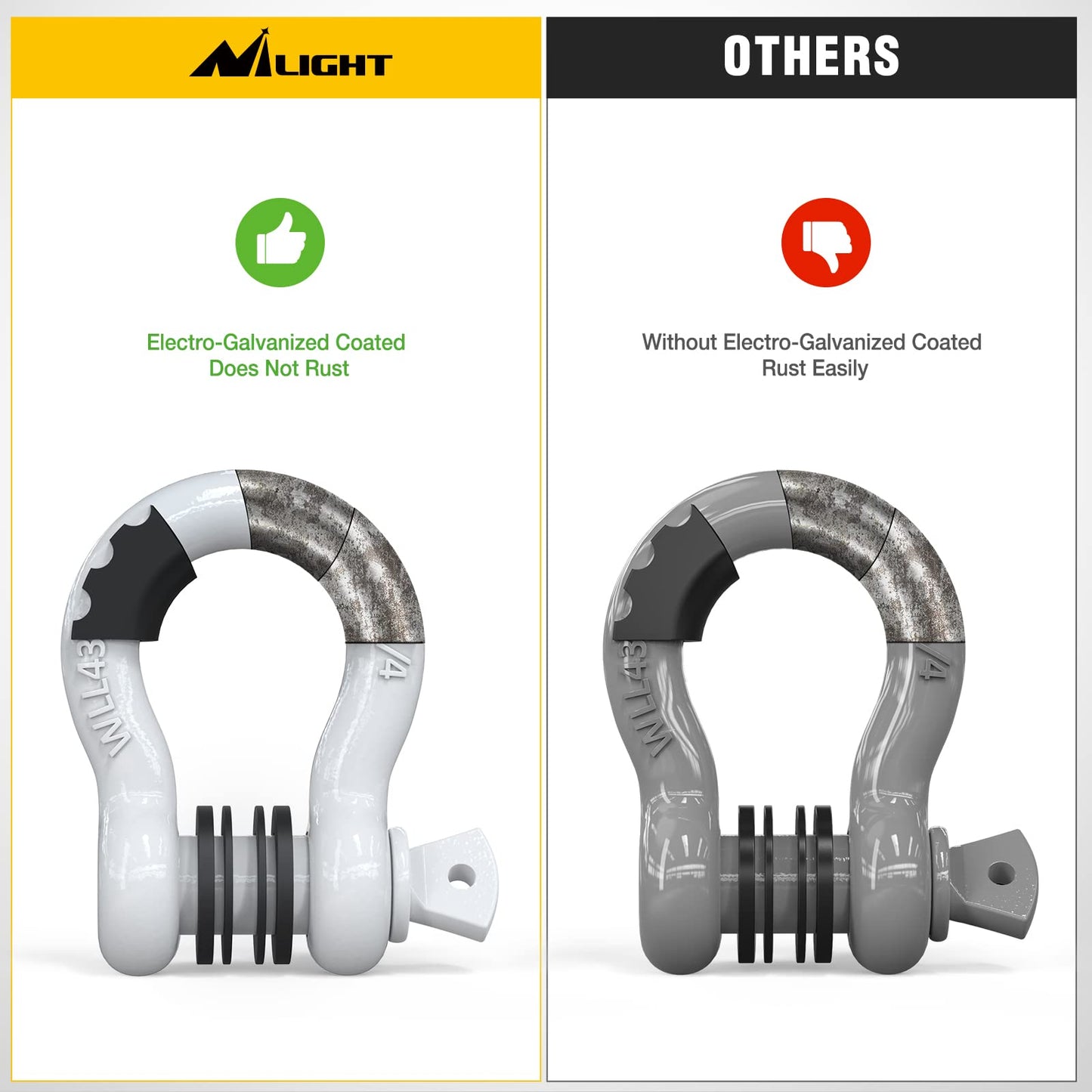 Nilight 2 Pack 3/4" D-Ring Shackle with 7/8" Screw Pin 41,887lbs Break Strength, Heavy Duty Off Road Recovery with Isolators Washers for Use with Tow Strap, Winch, Off-Road Jeep Truck Vehicle